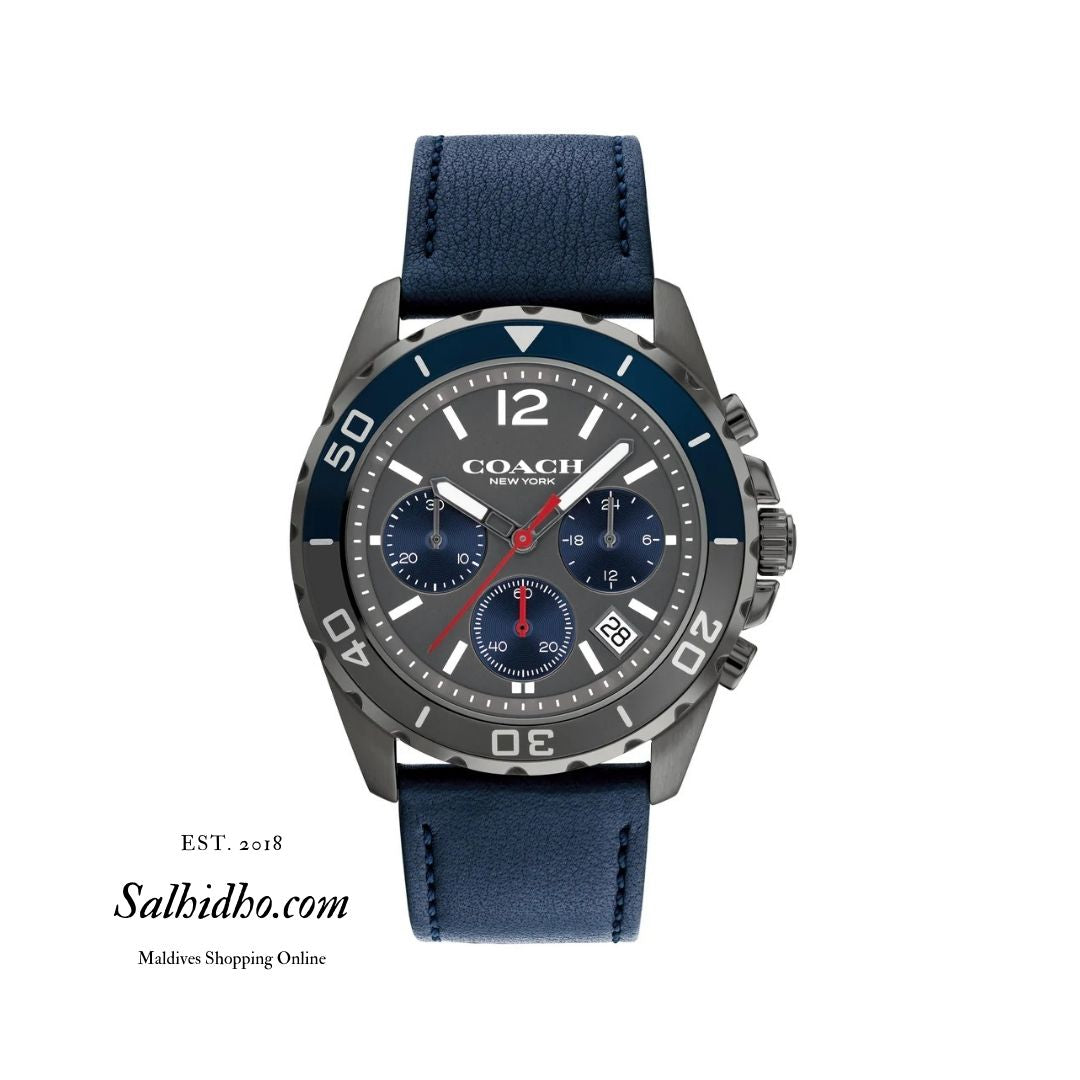 14602558 - Coach Kent Grey Dial Blue Leather Strap Watch for Men